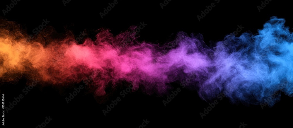 Colorful smoke gradient fog swirling in the air against a dark background creating a dramatic space for text or design elements Colorful smoke gradient fog swirling in the air against a dark background creating a dramatic space for text or design elements