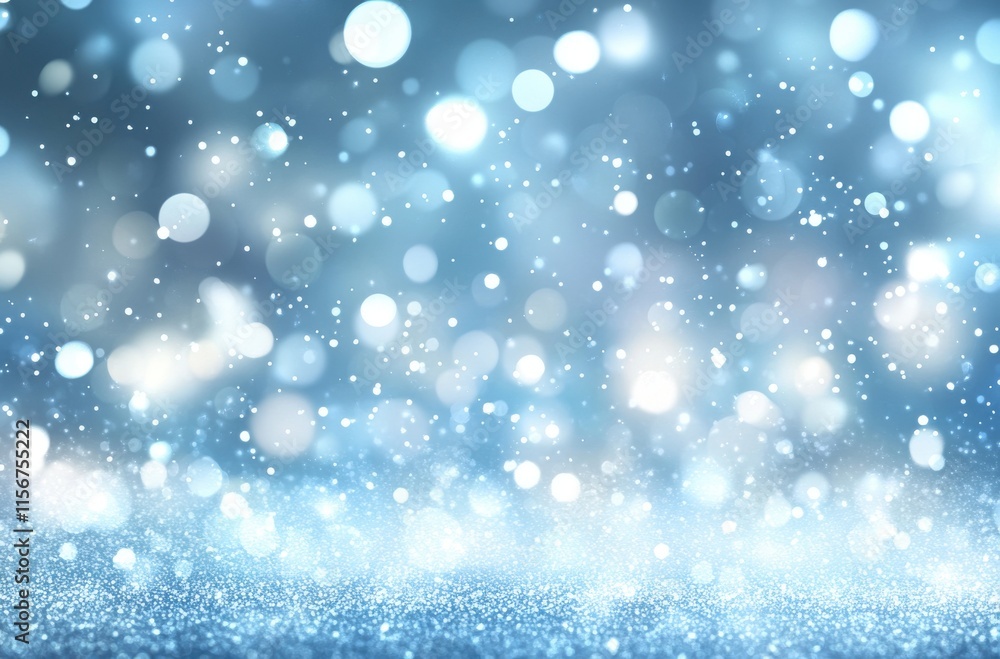 Enchanting Blue Background with Sparkling Snow Flakes and Light Bokeh Effect for Winter or Holiday Themed Designs and Decorations Enchanting Blue Background with Sparkling Snow Flakes and Light Bokeh Effect for Winter or Holiday Themed Designs and Decorations