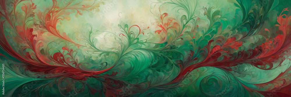 Floral Red And Green Abstract Background Floral Red And Green Abstract Background