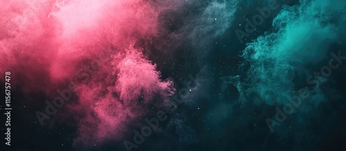 Wallpaper Mural Vibrant green and pink nebula in outer space with dark backdrop and ample space for text overlay or graphic design elements Torontodigital.ca