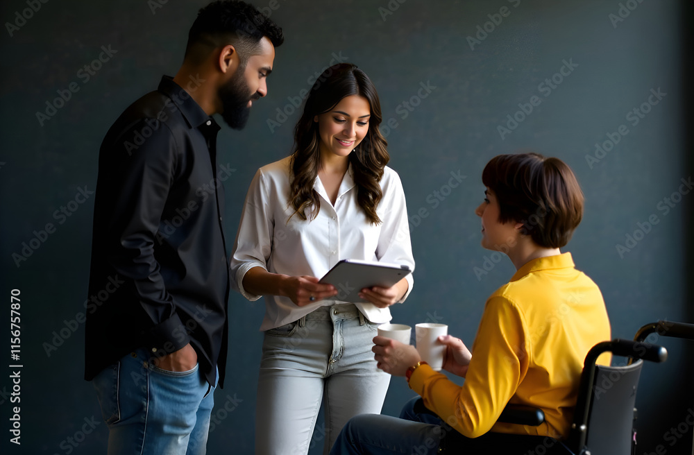 Participating in a Collaborative Meeting with Diverse Team Members in a Modern Workspace Setting