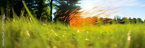 Dynamic Mid-Flight Scene of a DD Disc Golf Game in a Lush Green Course With Intense Spectator Anticipation photo