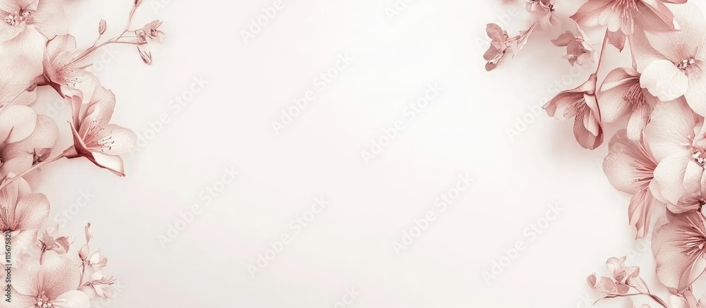 Fototapeta premium Elegant floral wedding invitation card mockup featuring soft pastel hues and ample space for personalized text design.