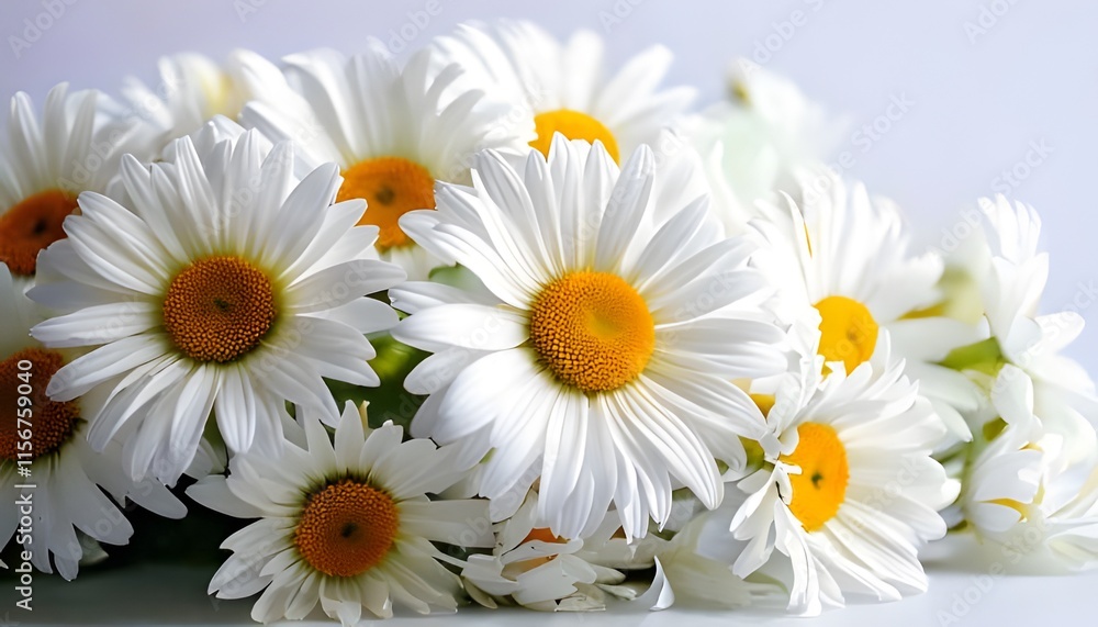 Fototapeta premium a cluster of pristine white daisies, elegant white orchids with intricate details, and pristine white tulips against a gentle pink background, embodying natural beauty