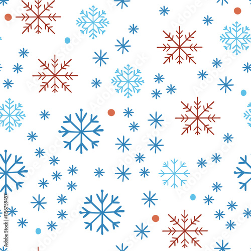 scandinavian minimalistic snowflakes white background seamless vector pattern