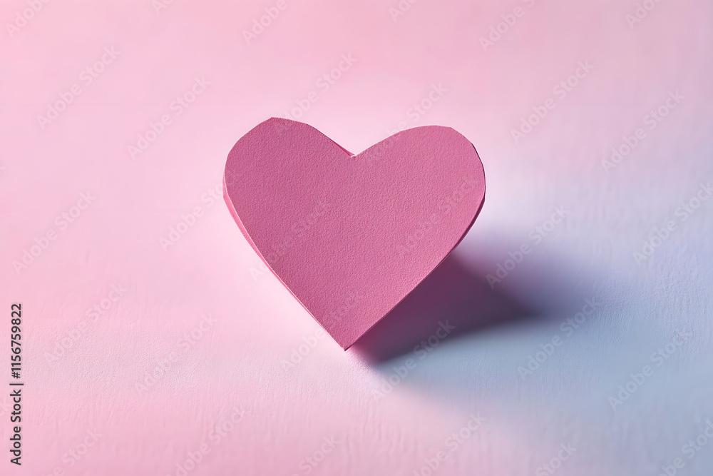 Alone papercraft figure of pink heart. Alone papercraft figure of pink heart.