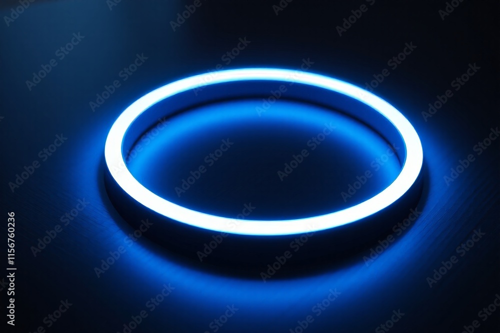 Fototapeta premium a close up of a blue neon ring on a table