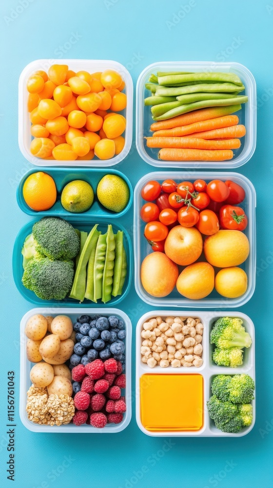 Vibrant Assortment of Fresh Fruits and Vegetables in Clear Storage Containers Ideal for Healthy Meal Prep and Colorful Snacking Options Vibrant Assortment of Fresh Fruits and Vegetables in Clear Storage Containers Ideal for Healthy Meal Prep and Colorful Snacking Options