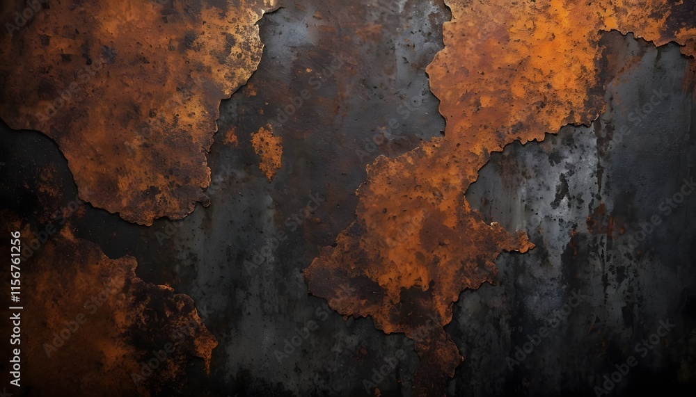 A black and brown background with a few orange spots. Grunge texture, overlay texture. A black and brown background with a few orange spots. Grunge texture, overlay texture.