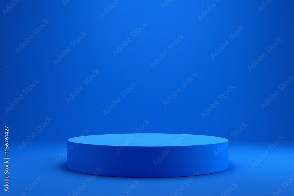 a blue round podium with a light on top of it a blue round podium with a light on top of it