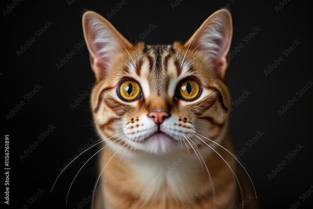 there is a cat that is looking at the camera with a black background there is a cat that is looking at the camera with a black background