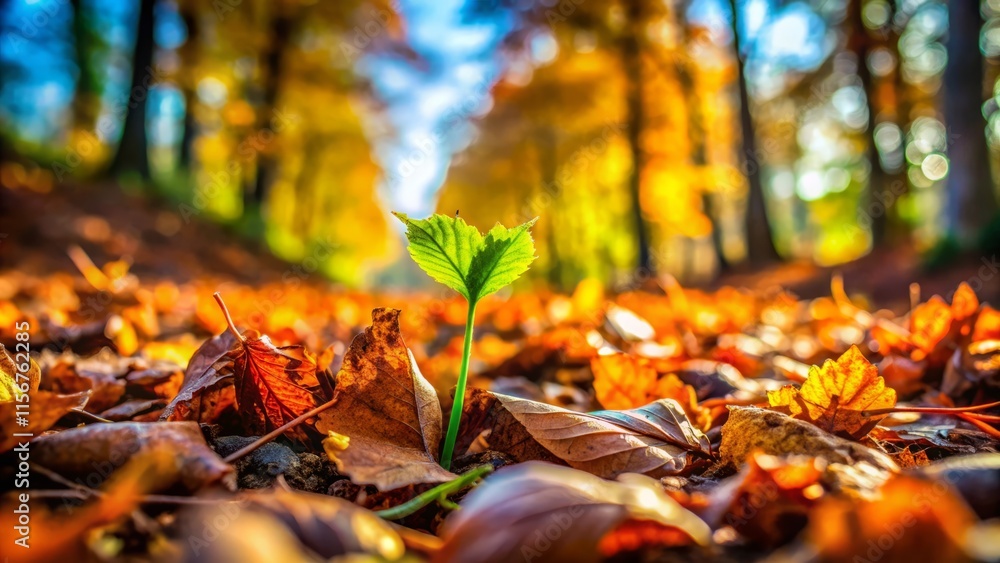 Worm's Eye View: Autumn Rebirth - AI Generated Nature Image Worm's Eye View: Autumn Rebirth - AI Generated Nature Image