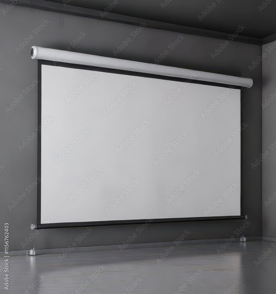 Fototapeta premium Rolled up blank projection screen, minimalist setup, screen, smooth, presentation