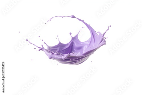 A splash of purple liquid against a white background, showcasing fluid motion and color. photo