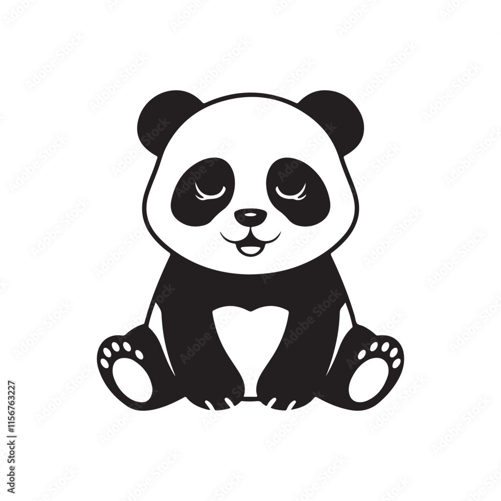 Obraz premium Cute Panda silhouette vector illustration design
