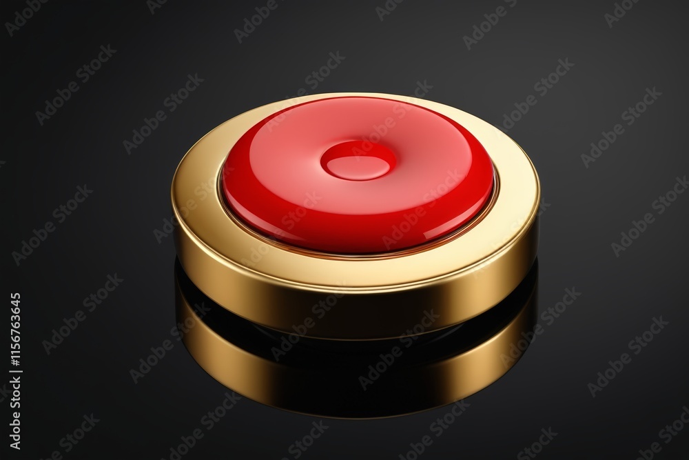 arafed red button on a black surface with a gold base arafed red button on a black surface with a gold base
