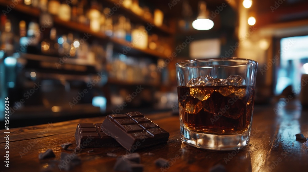 Dark Chocolate and Whiskey Pairing at a Cozy Bar Dark Chocolate and Whiskey Pairing at a Cozy Bar