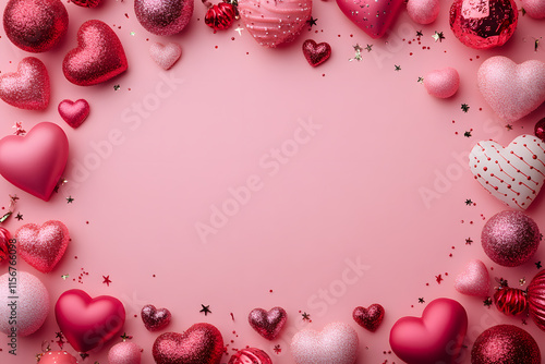 Valentines day decorative background with heart ornaments