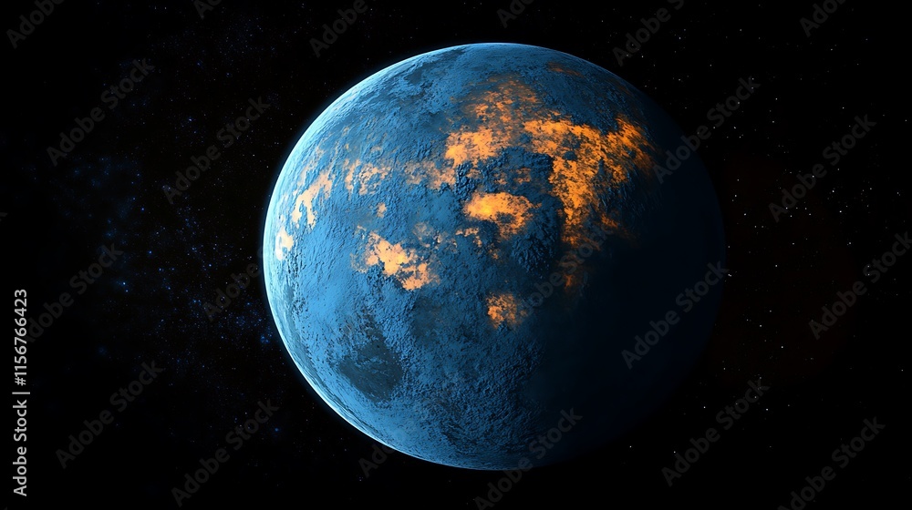 Obraz premium Stunning Digital Painting: Earth Glowing Mysteriously in Space. AI Generated