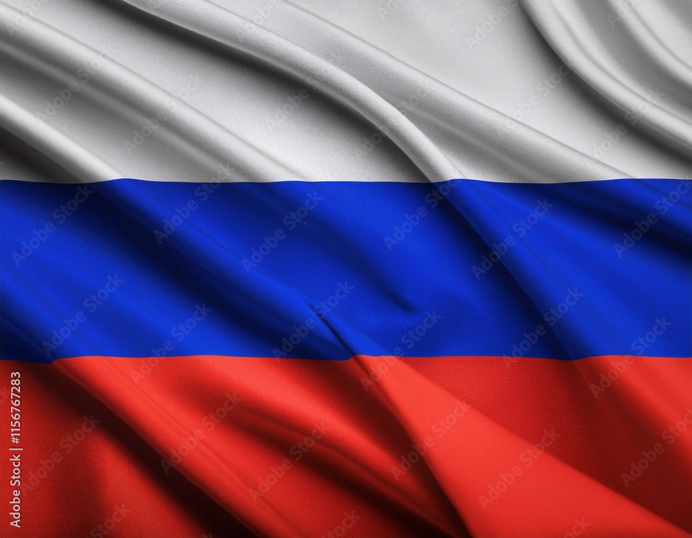 Fototapeta premium Russia flag waving on white background with clipping path. Cliping path is easily cutout the flag. Russia national flag for independence day.