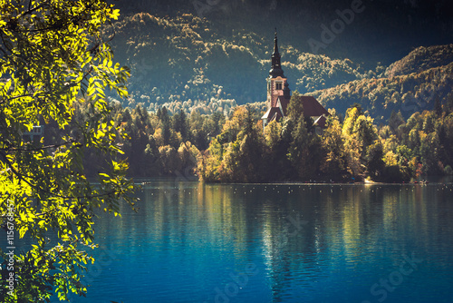 Lake Bled on a sunny autumn day.