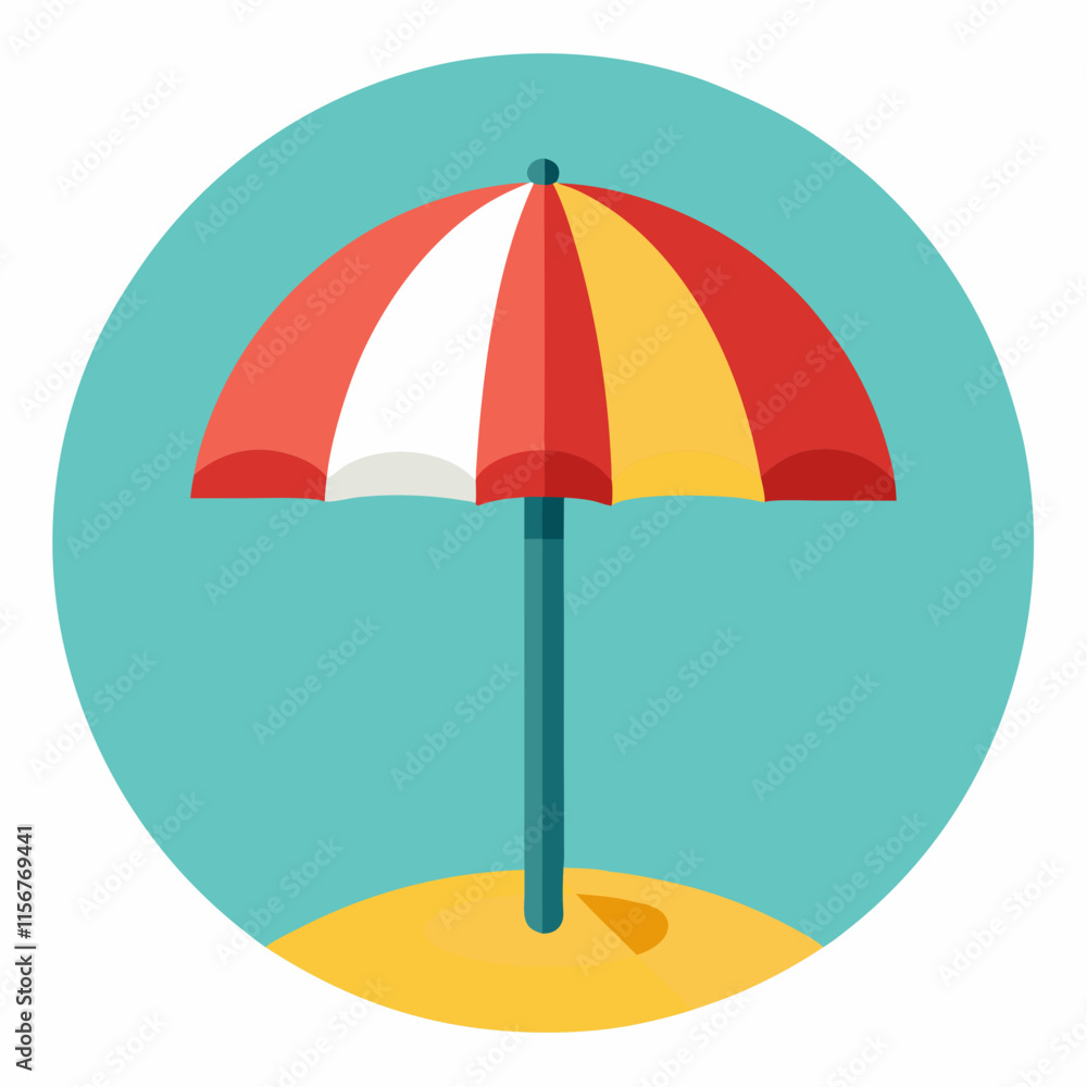 Beach Umbrella Vector Icon on White Background Beach Umbrella Vector Icon on White Background