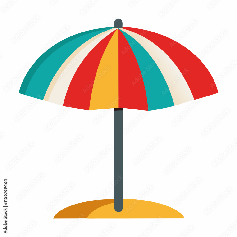 Beach Umbrella Vector Icon on White Background Beach Umbrella Vector Icon on White Background