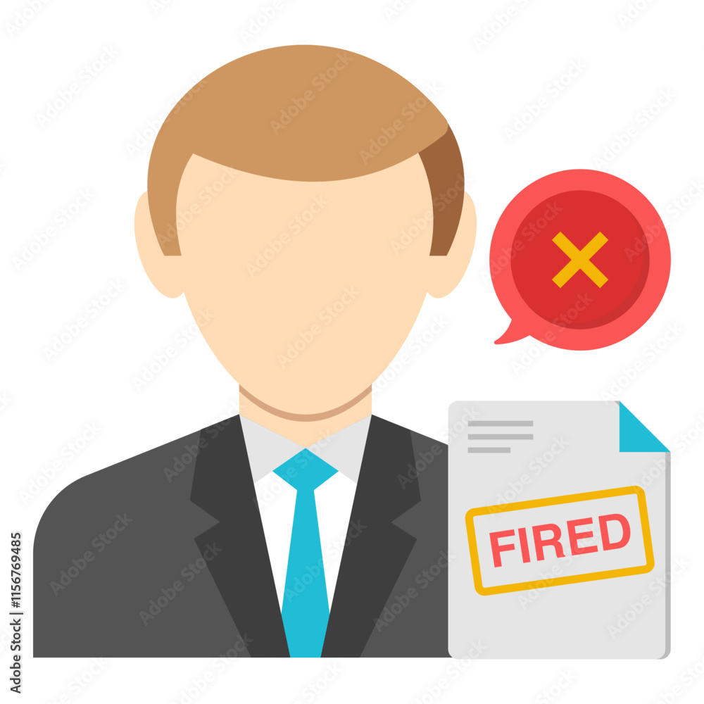 Creative design icon of rejected candidate Creative design icon of rejected candidate