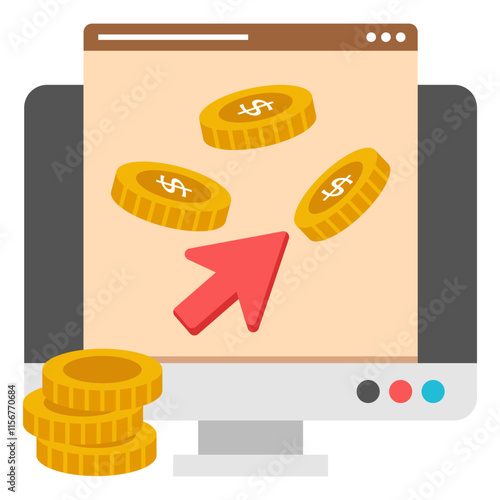 A trendy design icon of pay per click