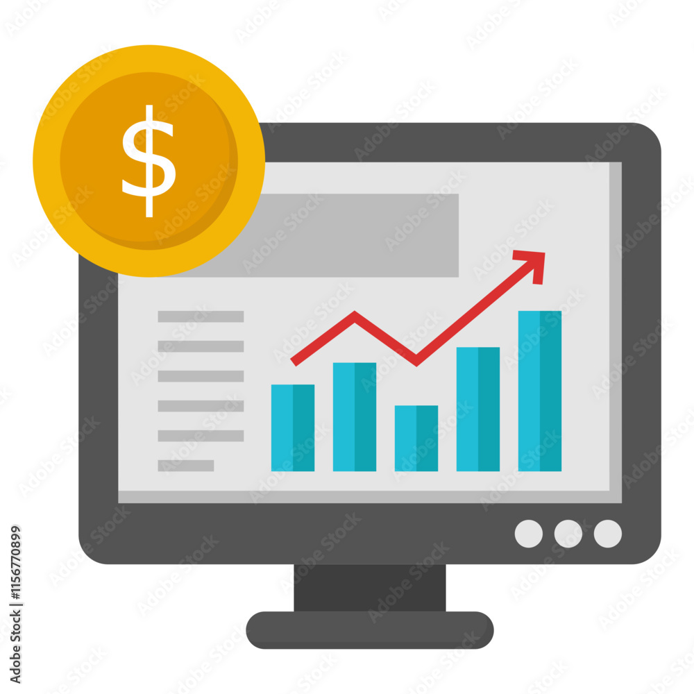 Creative design icon of online graph Creative design icon of online graph