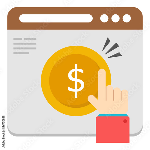 A colored design icon of pay per click