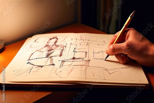 5 sketching in motion the screenwriter sketches rapidly on a pad