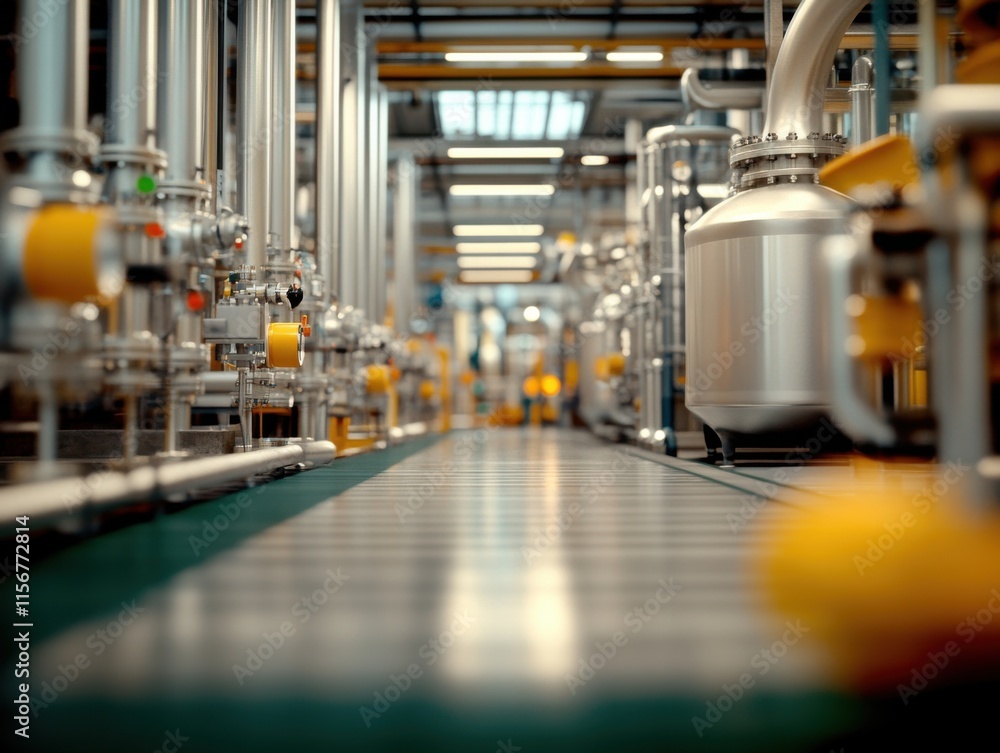A modern smart factory interior showcasing advanced machinery with connected infrastructure, highlighted by polished metallic surfaces and bright lighting. A modern smart factory interior showcasing advanced machinery with connected infrastructure, highlighted by polished metallic surfaces and bright lighting.