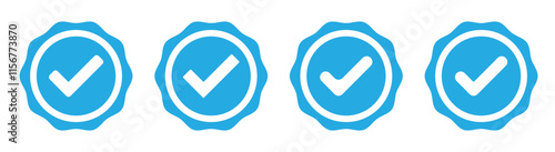 verified badges. Blue Verified badge icon set. Set of verified badge. Verified badge profile set Verified badge. Valid. Social media account verification icon