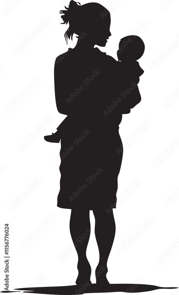 silhouette of mom carrying baby silhouette of mom carrying baby