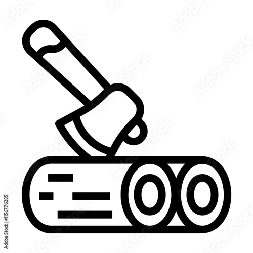 chop wood Line Icon