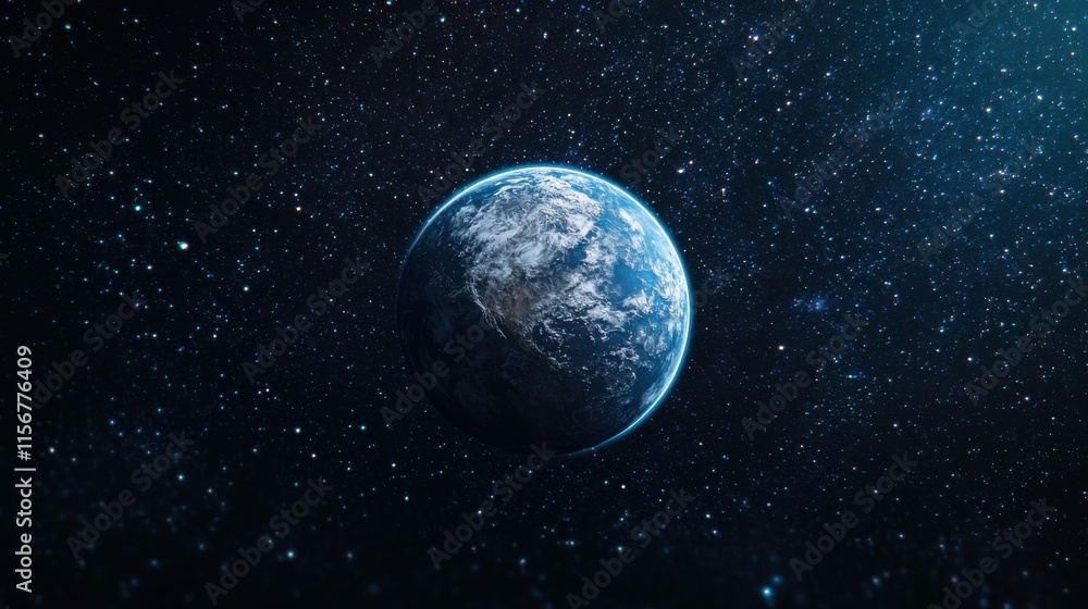 Spectacular Blue Planet Surrounded by Twinkling Stars in a Deep Dark Sky Creating a Cosmic Wonder Spectacular Blue Planet Surrounded by Twinkling Stars in a Deep Dark Sky Creating a Cosmic Wonder