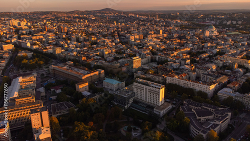 High angle view of Belgrade, capital of Serbia. photo