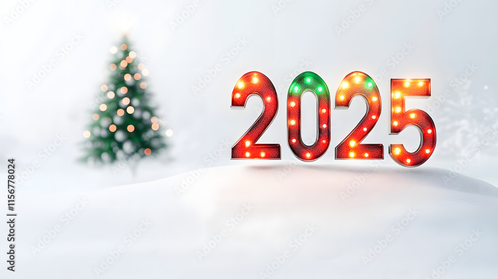 A 3D rendering of the numbers 2025 made from colorful glowing geometric shapes, symbolizing a vibrant and futuristic vision for the upcoming year, with bright and dynamic colors that evoke a sense of A 3D rendering of the numbers 2025 made from colorful glowing geometric shapes, symbolizing a vibrant and futuristic vision for the upcoming year, with bright and dynamic colors that evoke a sense of