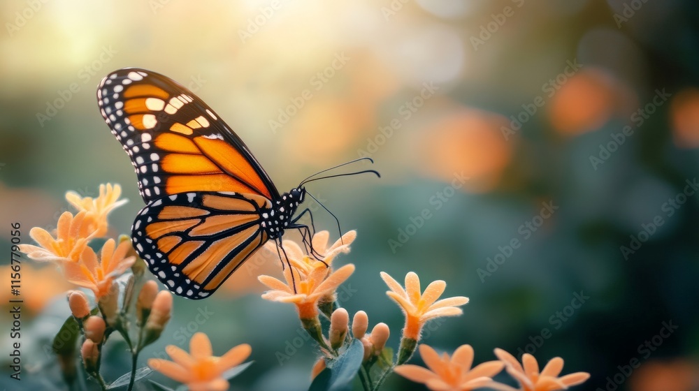 Monarch Butterfly on Orange Flowers: A Serene Moment in Nature Monarch Butterfly on Orange Flowers: A Serene Moment in Nature