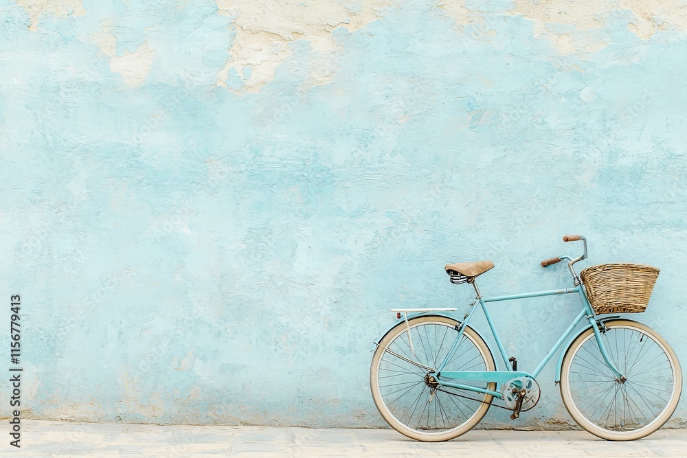 A blue bicycle is propped up against a clean white wall, resulting in a straightforward and minimalist urban image. A blue bicycle is propped up against a clean white wall, resulting in a straightforward and minimalist urban image.