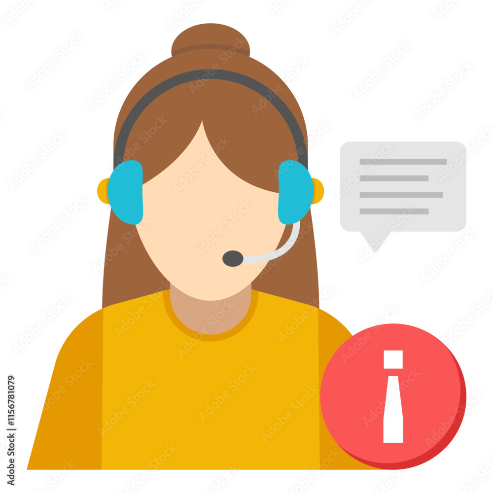 A colored design icon of customer service representative A colored design icon of customer service representative
