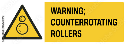 ISO warning safety signs uppercase text_warning ; counterrotating rollers_landscape size 1/2 a4/a3/a2/a1 