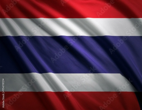 A flag of Thailand is flying in the sky. The flag is red, white, and blue Free Download A flag of Thailand is flying in the sky. The flag is red, white, and blue - GFXLoad