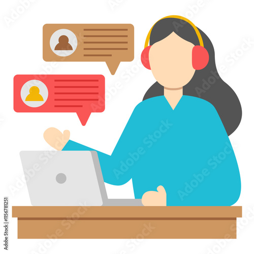 A colored design icon of customer service representative
