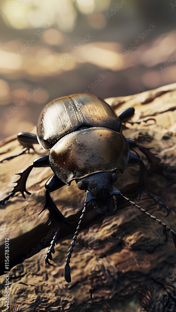 Macro Shot of Beetle on Wood in Natural Environment Macro Shot of Beetle on Wood in Natural Environment