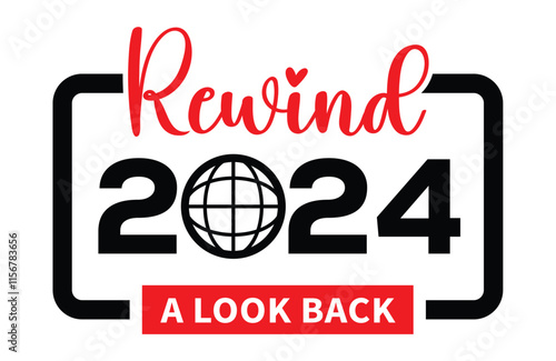 2024 year rewind isolated on black background. Creative design.