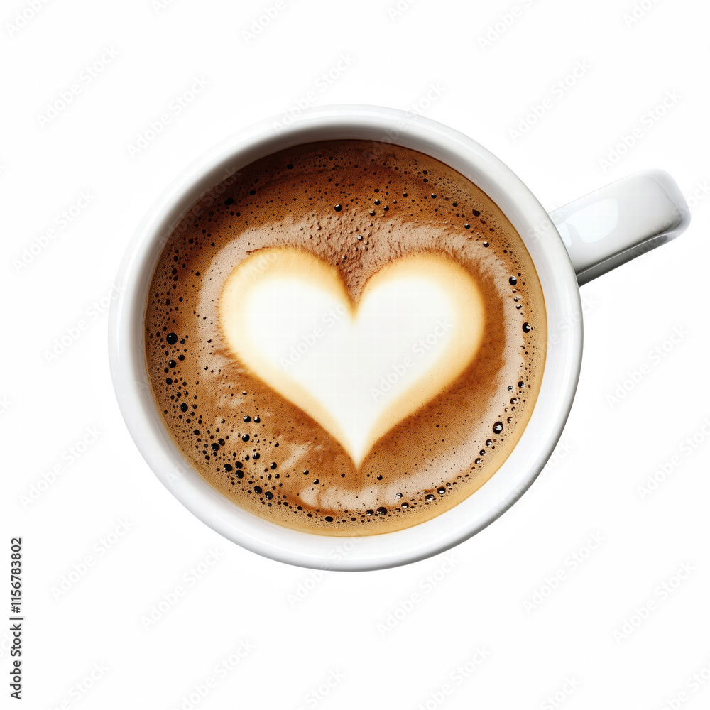 Cup of coffee latte with heart shape isolated on transparent background Generative Ai. Cup of coffee latte with heart shape isolated on transparent background Generative Ai.