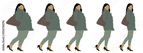 Conceptual fat overweight obese female vs slim fit healthy body after weight loss or diet on white background banner. A  fitness, nutrition or obesity, health shape illustration vector as silhouettes