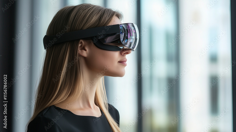 Female IT Specialist Analyzing Code and Data Exploring Cybersecurity and Artificial Intelligence with Augmented Reality Female IT Specialist Analyzing Code and Data Exploring Cybersecurity and Artificial Intelligence with Augmented Reality